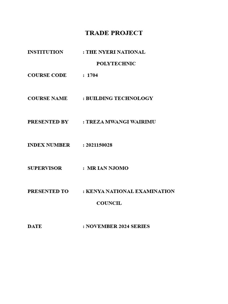 TREZA WAIRIMU-trade Project | PDF | Desk | Computer Aided Design