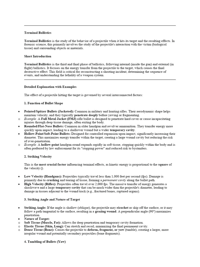 Terminal Ballistics | PDF | Bullet | Flight