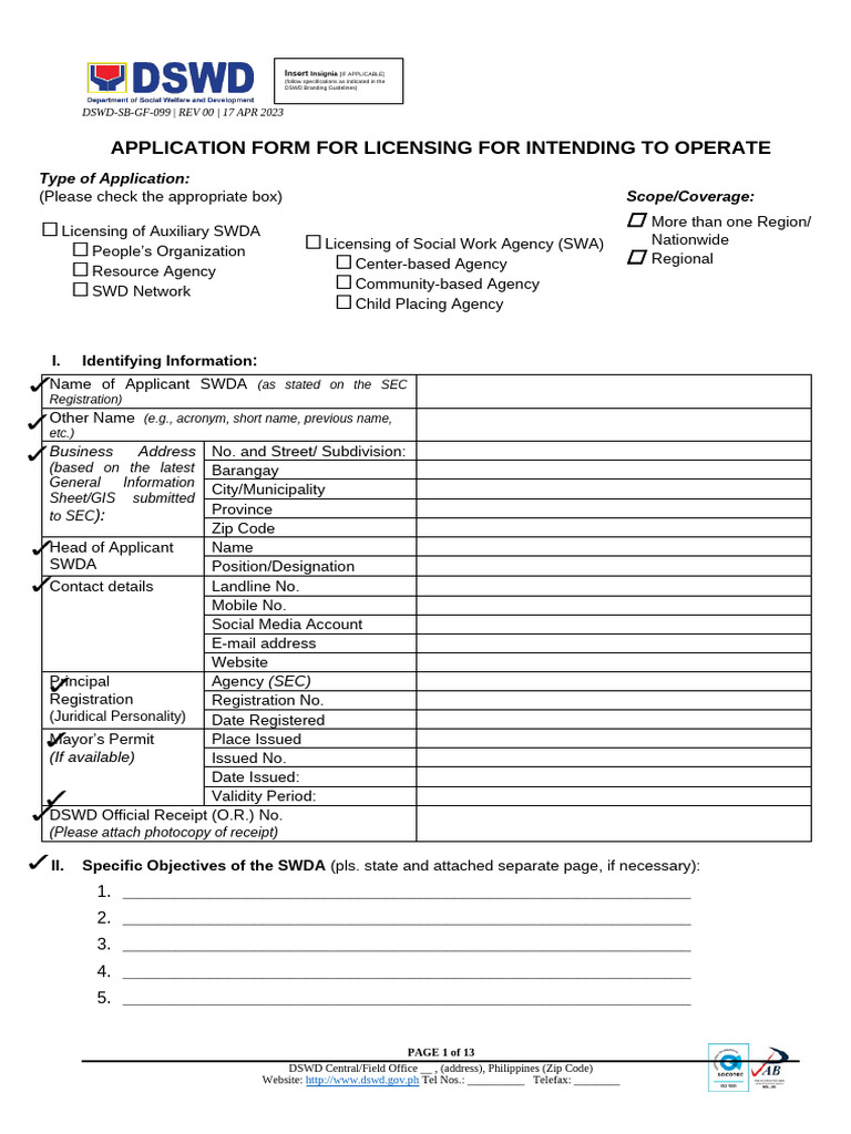 Licensing Application for SWD Agencies | PDF | Verification And ...