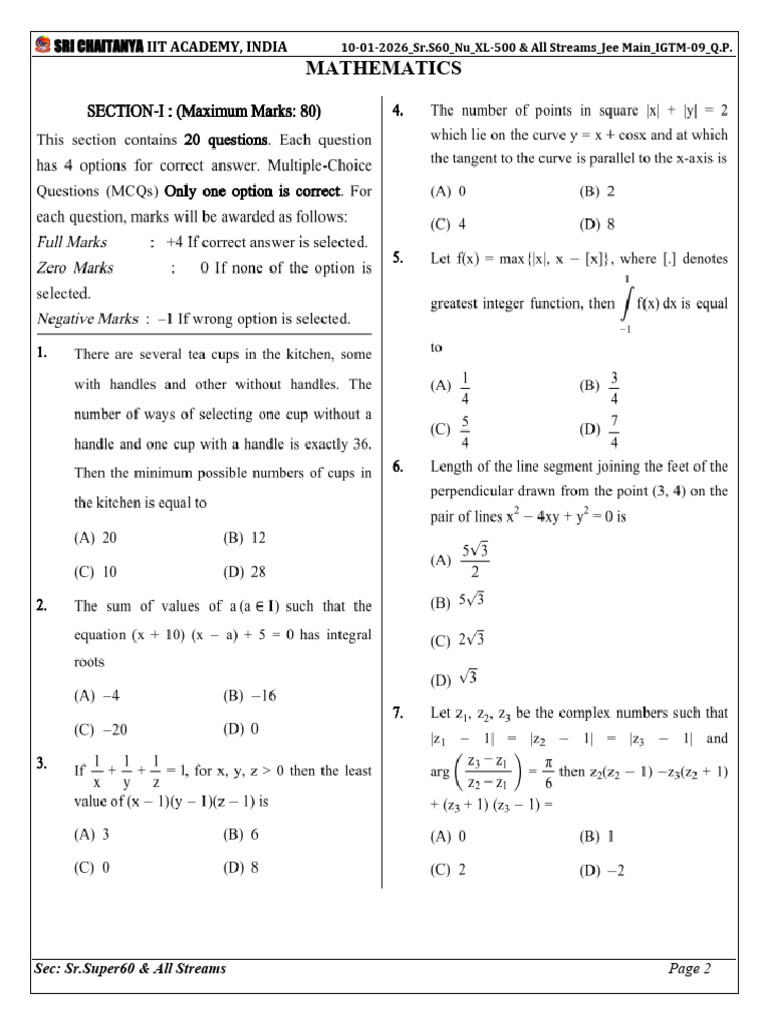 Rev_10-01-2026_Sr.S60_Nu_XL-500 & All Streams_Jee -Main_IGTM-09_Q.Paper ...