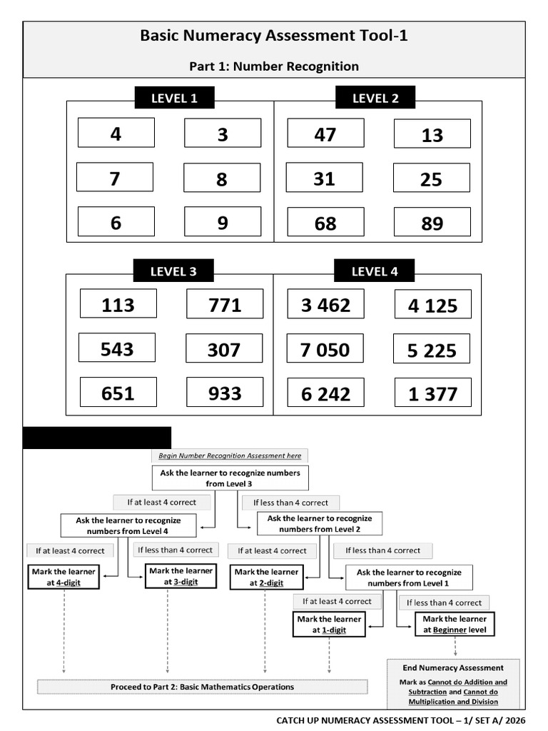 Catch Up Numeracy Assessment Tool 2026 | PDF