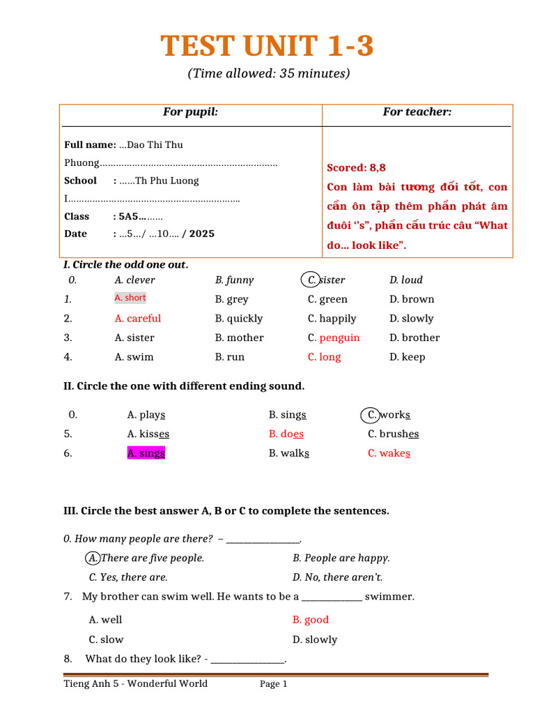 TA 5 - WW - Test Unit 1- 3 | PDF
