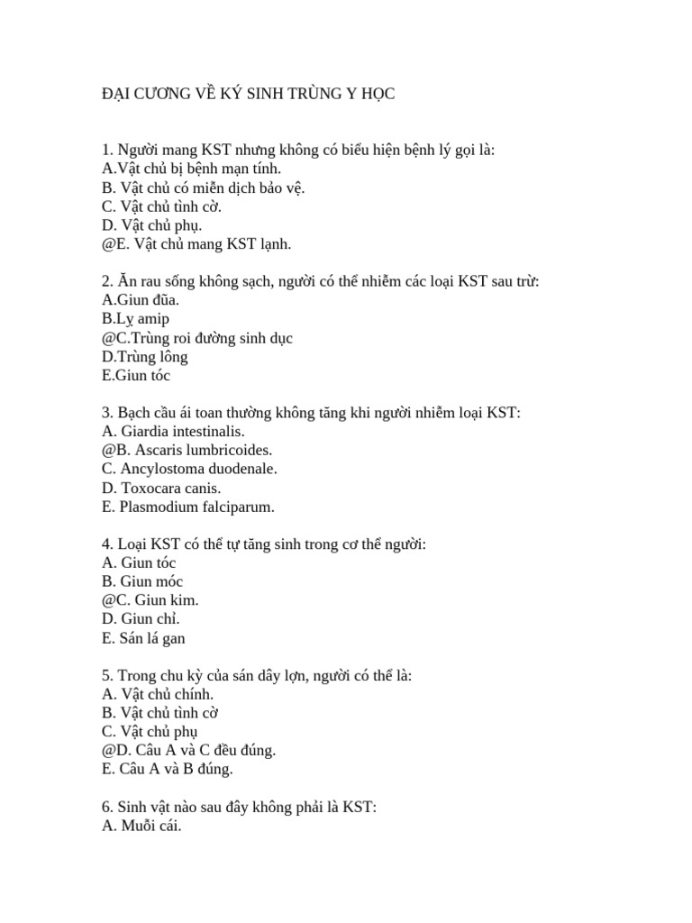 Dai Cuong Ve Ki Sinh Trung y Hoc | PDF