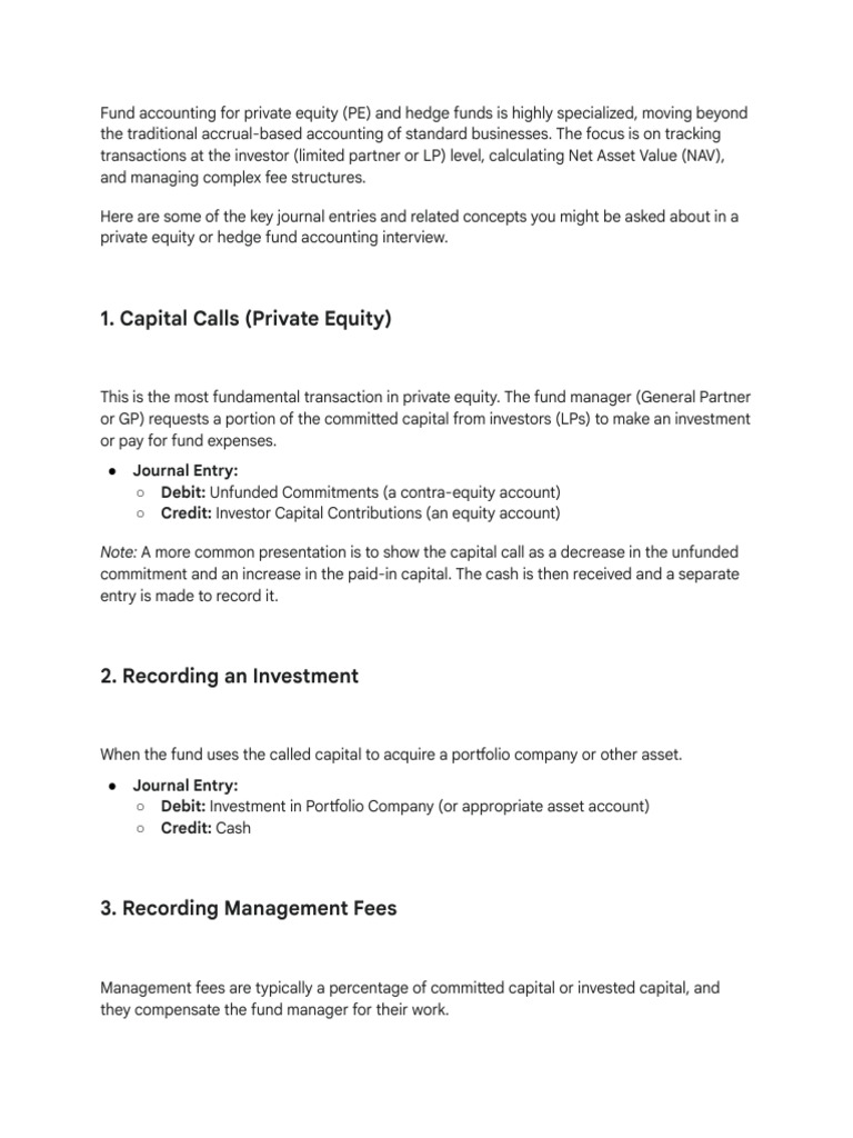 Fund Accounting for Private Equity & Hedge Funds | PDF | Debits And ...