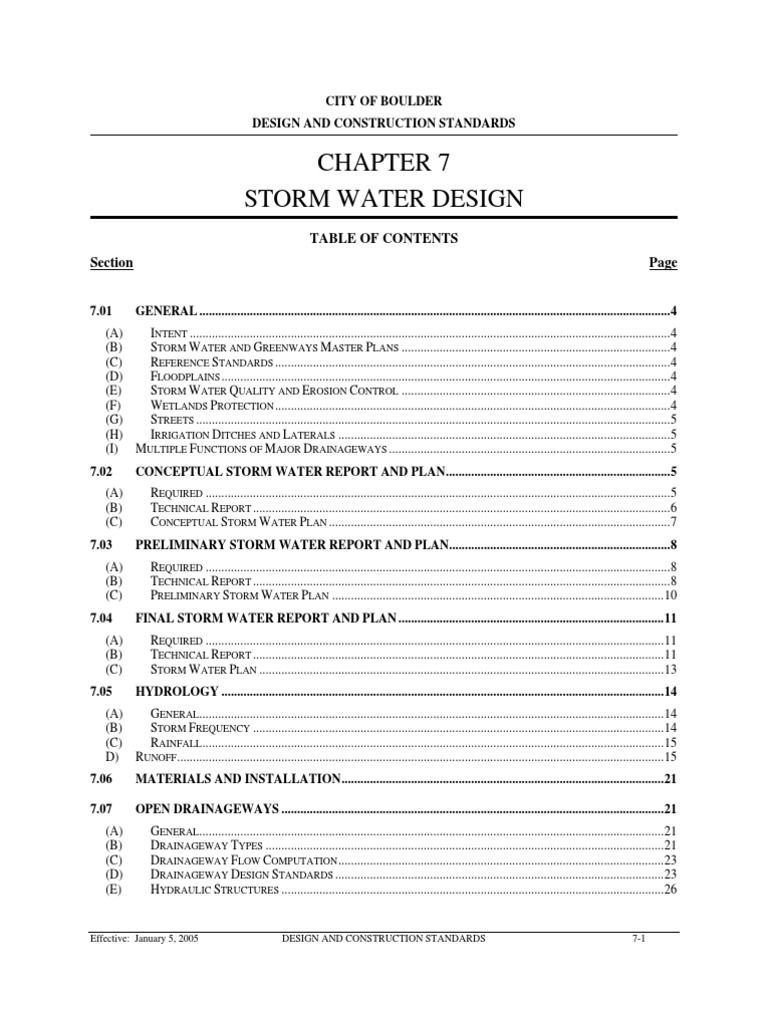 Boulder Storm Water Design Standards | PDF | Stormwater | Surface Runoff