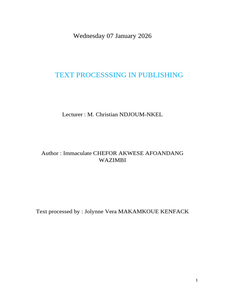 Text Processing in Publishing Analysis | PDF | Narrative | Grammar