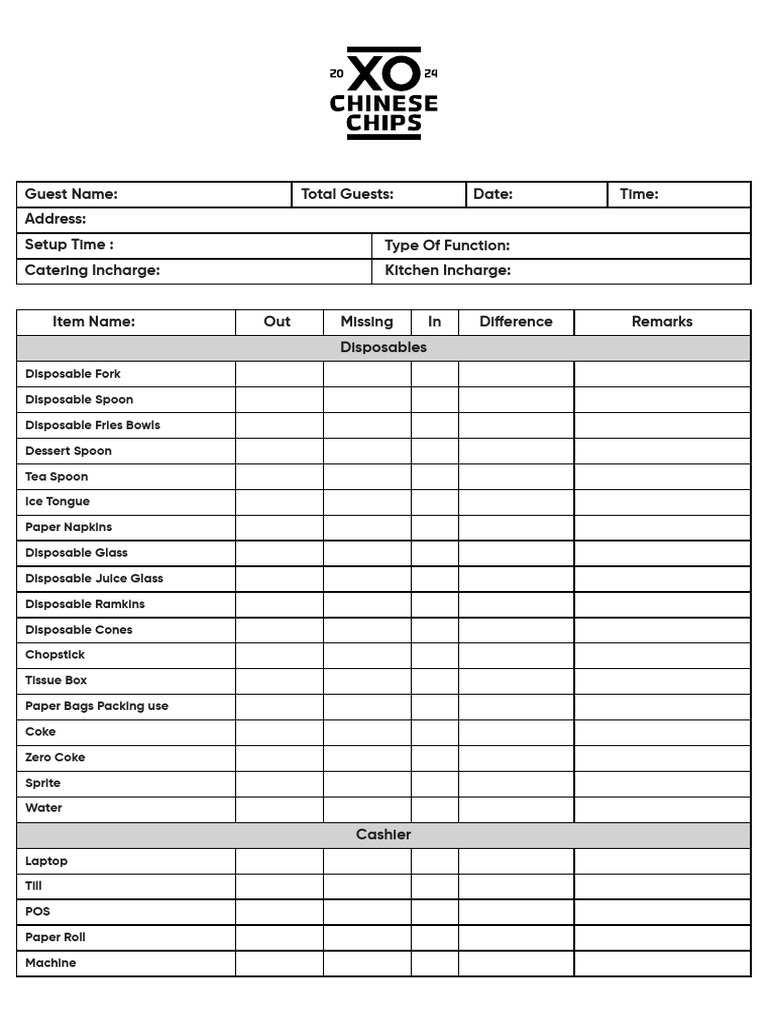 Catering Equipment and Supplies List | PDF