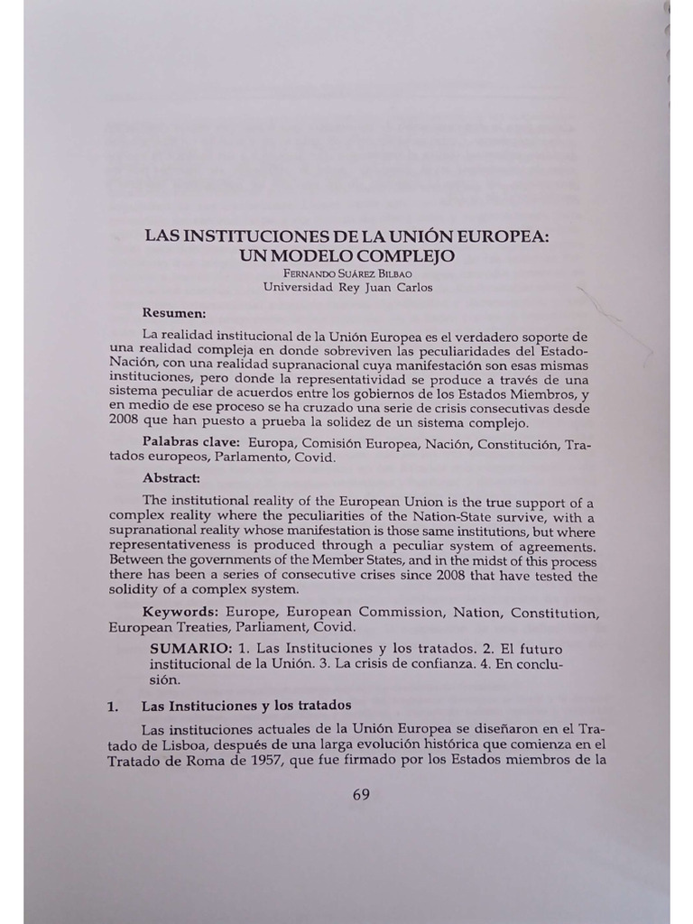 Las Instituciones de La Unión Europea Un Modelo Complejo | PDF