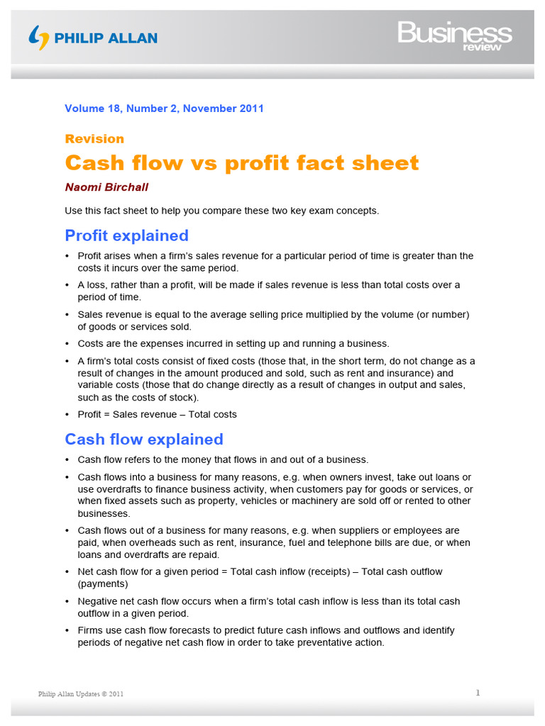 Cash Flow vs Profit Explained | PDF | Revenue | Cash