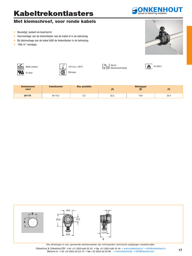 Kabelbescherming-Kabeltrekontlasters-Klemschroef Voor Ronde Kabels | PDF