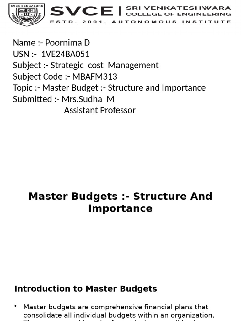 Master Budgets _- Structure and Importance | PDF | Budget | Strategic ...