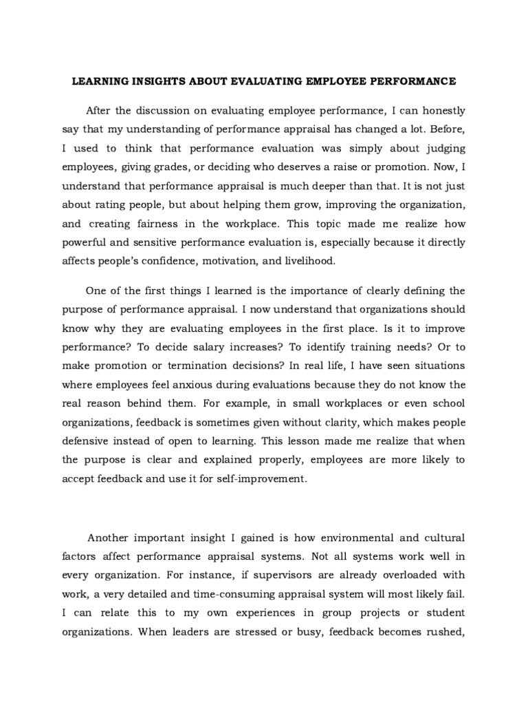 Insights on Employee Performance Evaluation | PDF | Performance ...