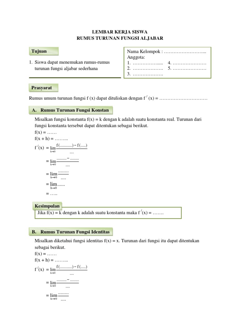 Lks Rumus Turunan Fungsi Pdf