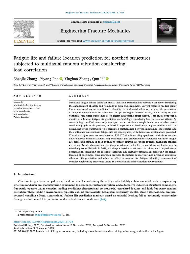 Multiaxial Vibration Fatigue Life Prediction | PDF | Fatigue (Material ...