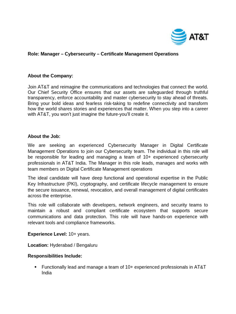 Cybersecurity Manager - Certificate Operations | PDF | Public Key ...