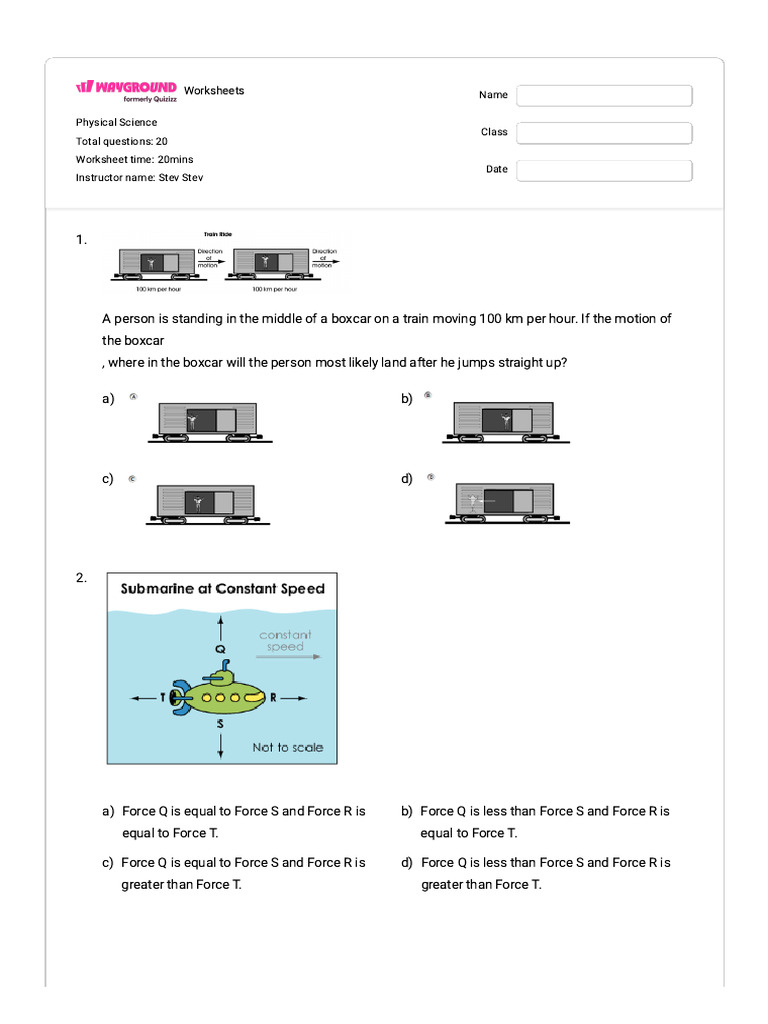 Physical Science Worksheets for Students | PDF | Potential Energy | Force
