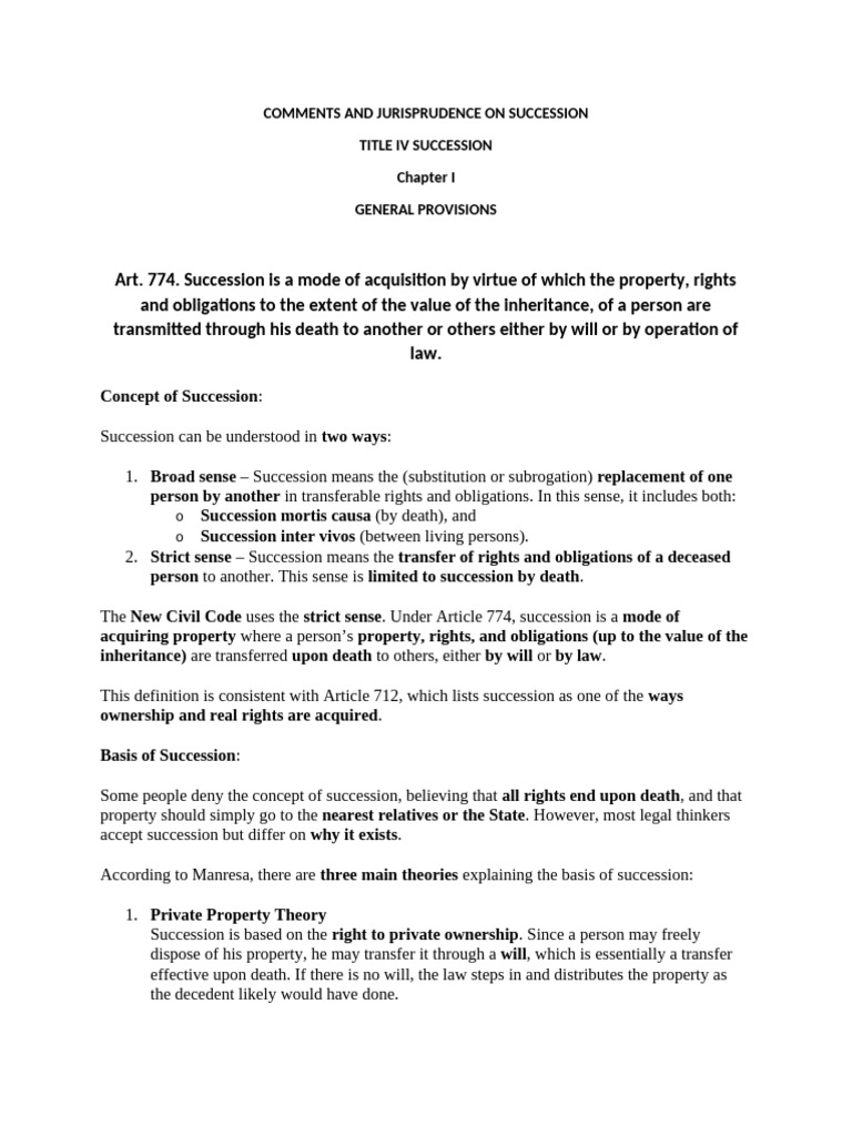 Understanding Succession and Inheritance | PDF | Inheritance | Will And ...