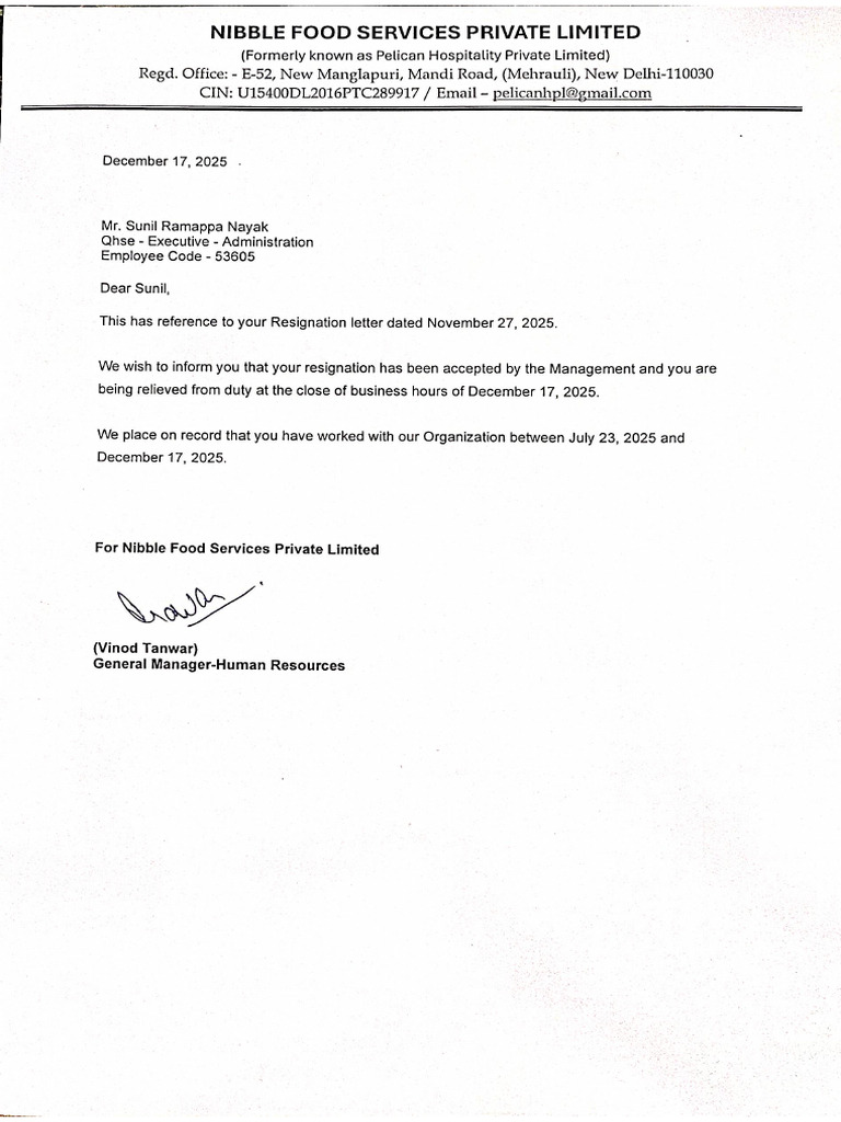 Letter Mr. Sunil | PDF