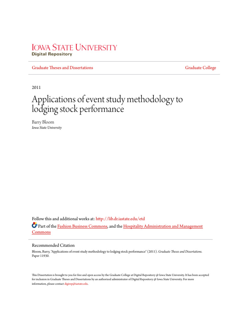 Applications of Event Study Methodology to Lodging Stock Performa | PDF ...