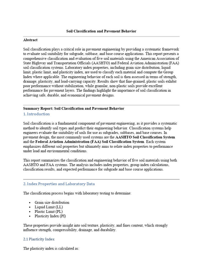 Soil Classification for Pavement Design | PDF