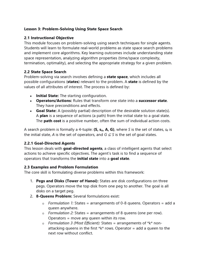 State Space Search Problem-Solving Guide | PDF | Applied Mathematics ...