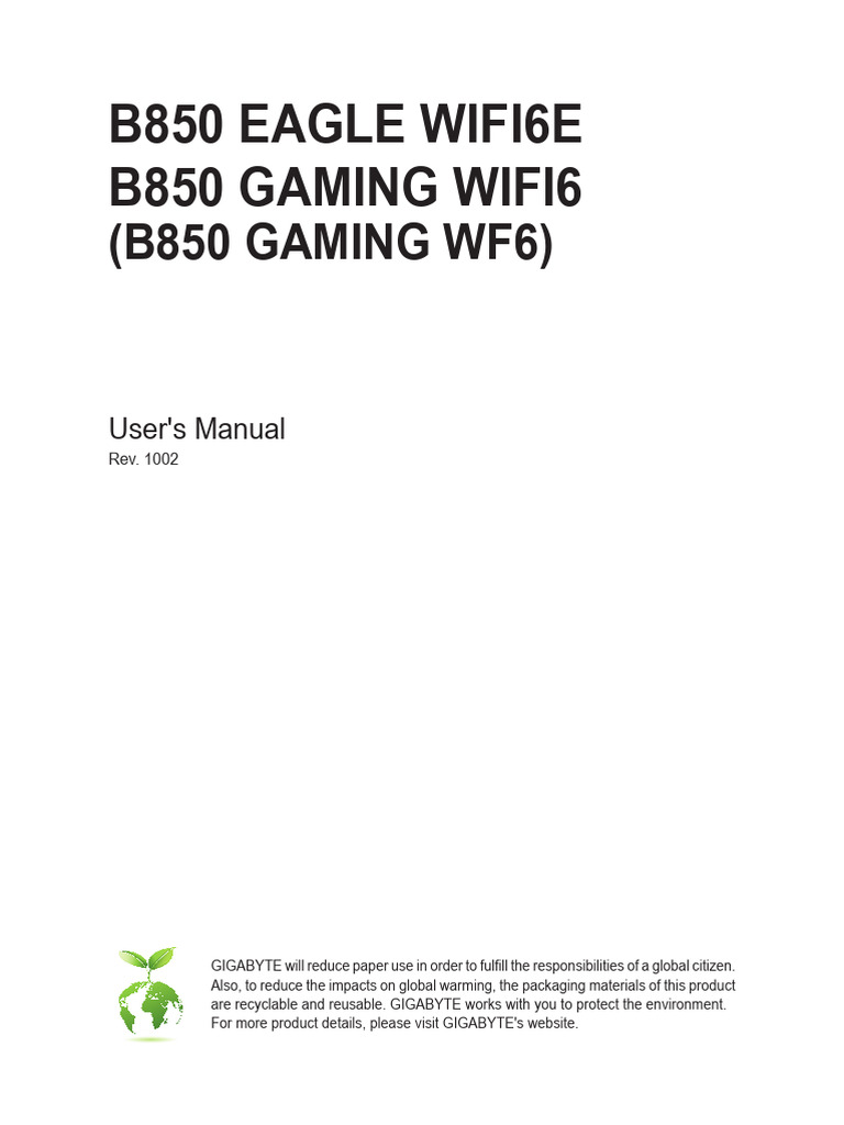 Mb Manual b850 Eagle Wf6e Gaming Wf6 1002 e | PDF | Solid State Drive | Usb