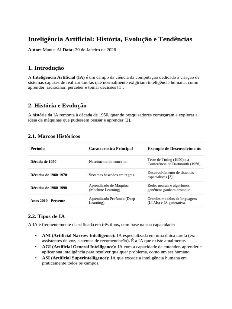 História e Tendências da Inteligência Artificial | PDF | Inteligência ...