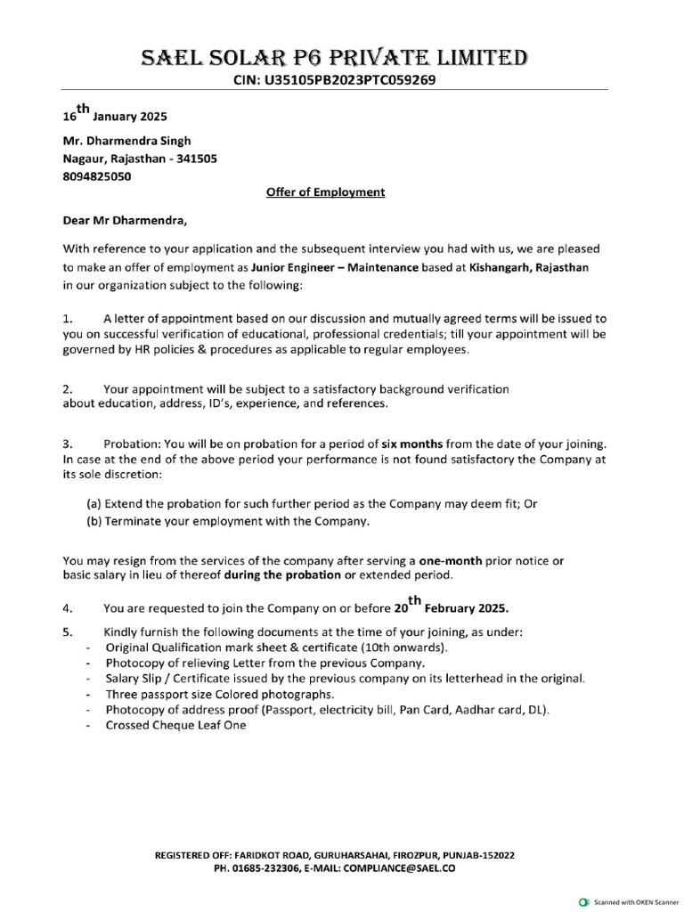 Offer Letter | PDF