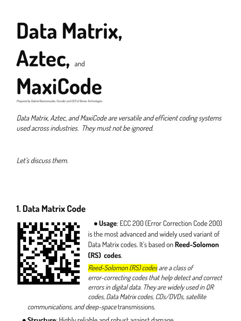 Understanding Data Matrix, Aztec, MaxiCode | PDF