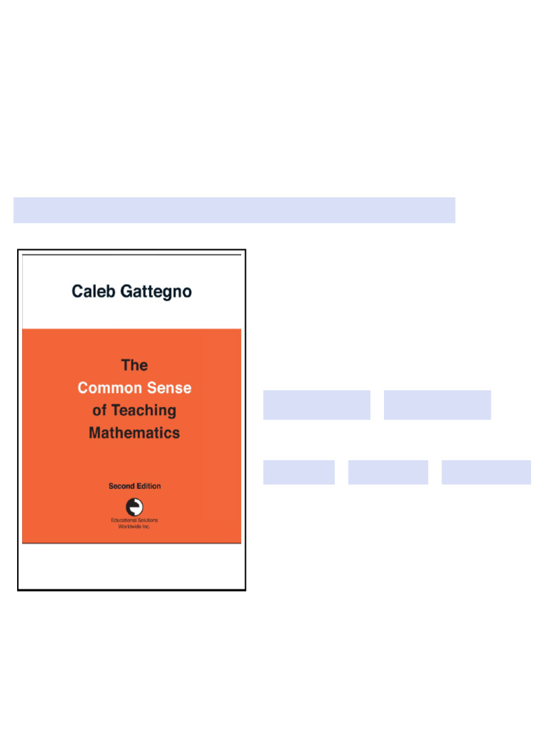 The Common Sense of Teaching Mathematics 2nd Edition Caleb Gattegno ...