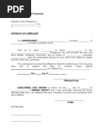 Sample of Affidavit of Complaint