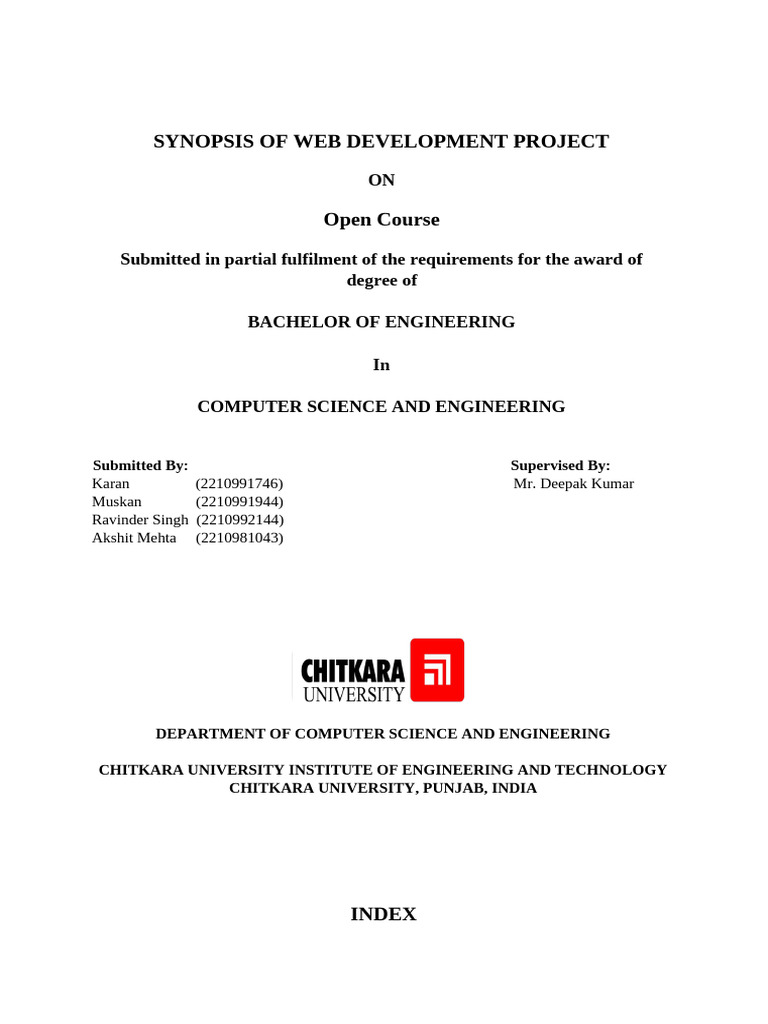 Synopsis of Web Development Project (1) | PDF | Databases | Software ...