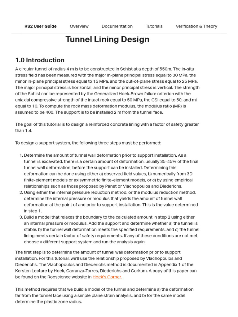 Tunnel Lining Design Tutorial Guide | PDF | Deformation (Engineering ...