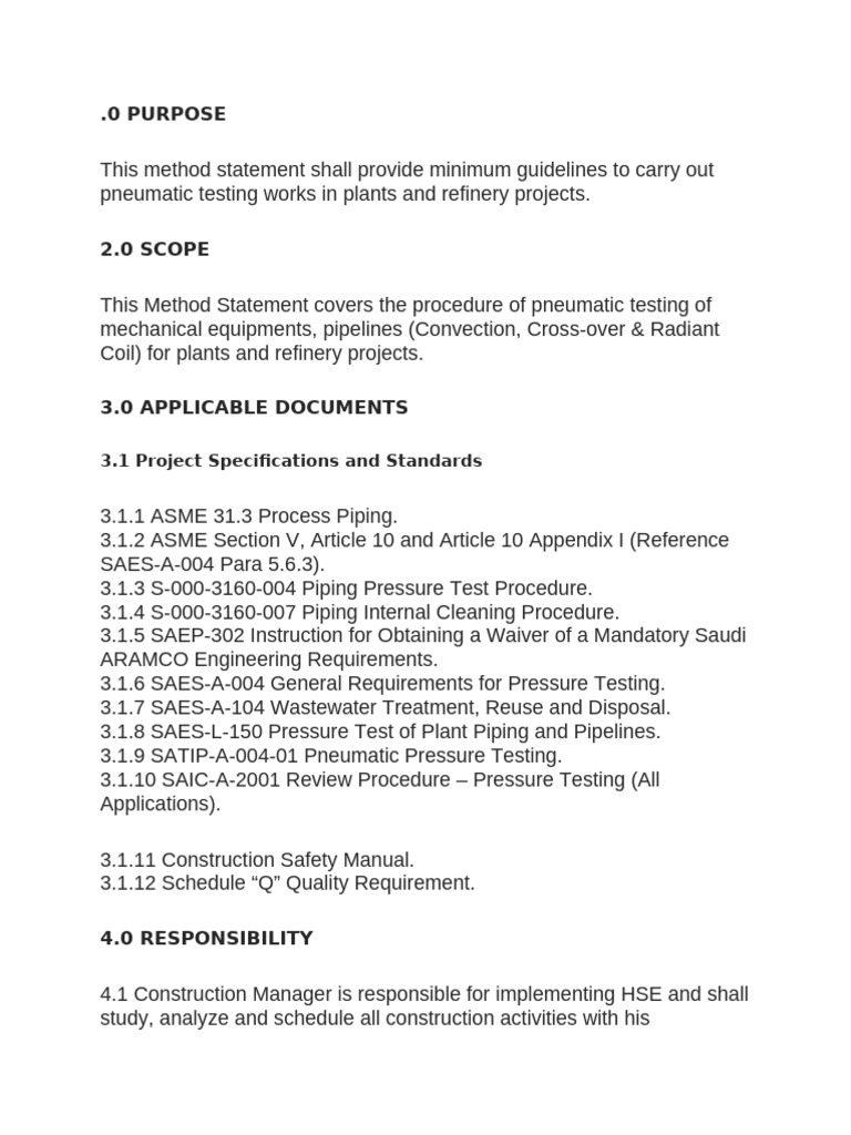 Pnematic Test Procedure | PDF | Valve | Leak