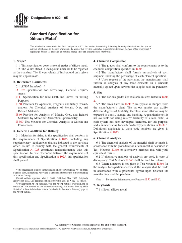 A922 | PDF | Specification (Technical Standard) | Metals