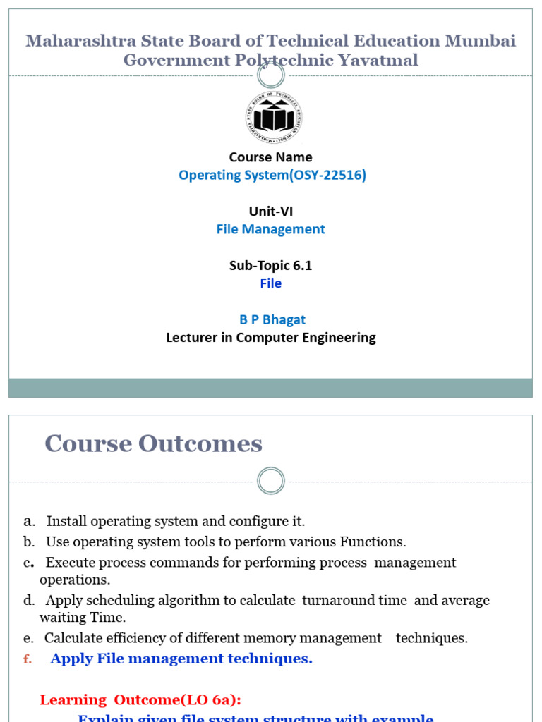 New OSY PPT-unit 6.1 | PDF | Computer File | File System