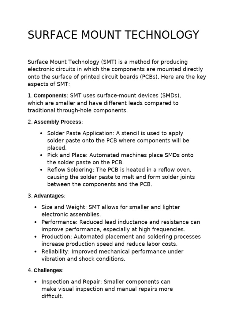 Surface Mount Technology Overview | PDF