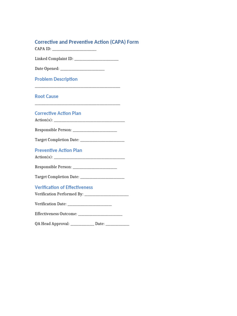 CAPA_Form | PDF