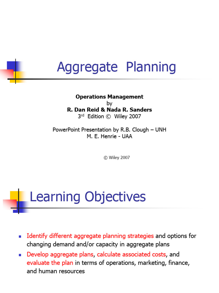 Ch3 Aggregate Planning Sum | PDF | Inventory | Demand