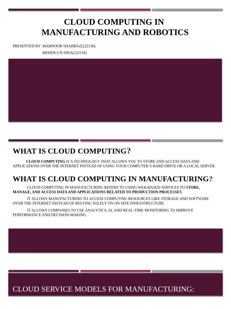 Cloud Computing in Manufacturing & Robotics | PDF | Cloud Computing ...