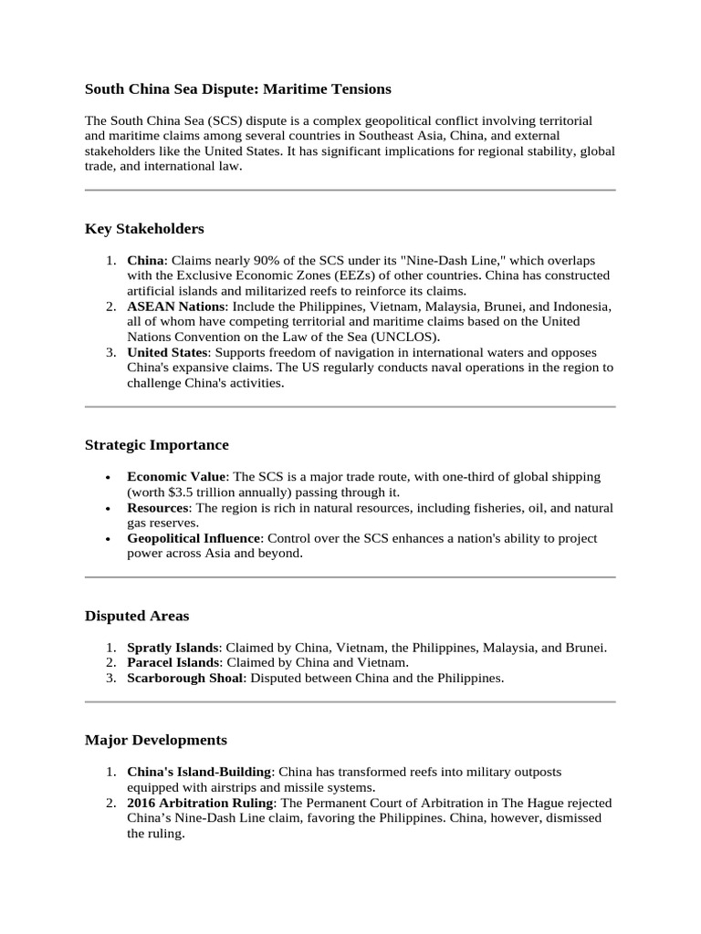 South China Sea Dispute Overview | PDF | South China Sea ...