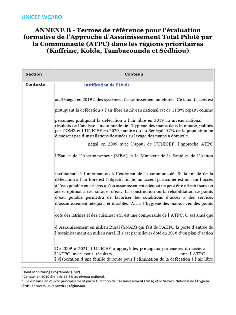 Évaluation de l'ATPC au Sénégal 2023 | PDF | Assainissement | Connaissances