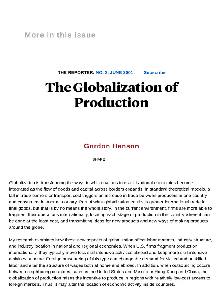 Globalization's Impact on Production and Wages | PDF | Globalization ...