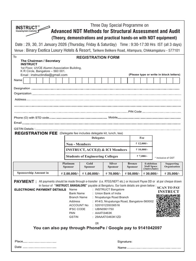Advanced NDT Methods Registration Form | PDF | Payments | Cheque