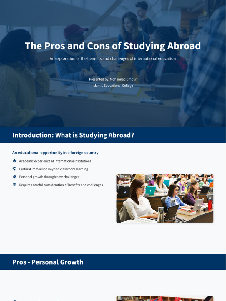 Pros and Cons of Studying Abroad | PDF | International Student | Learning