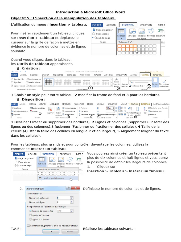 Insérer et manipuler des tableaux Word | PDF | Microsoft Word | Logiciel