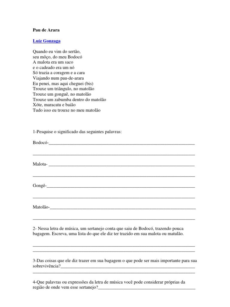 Pau de Arara-Luiz Gonzaga | PDF