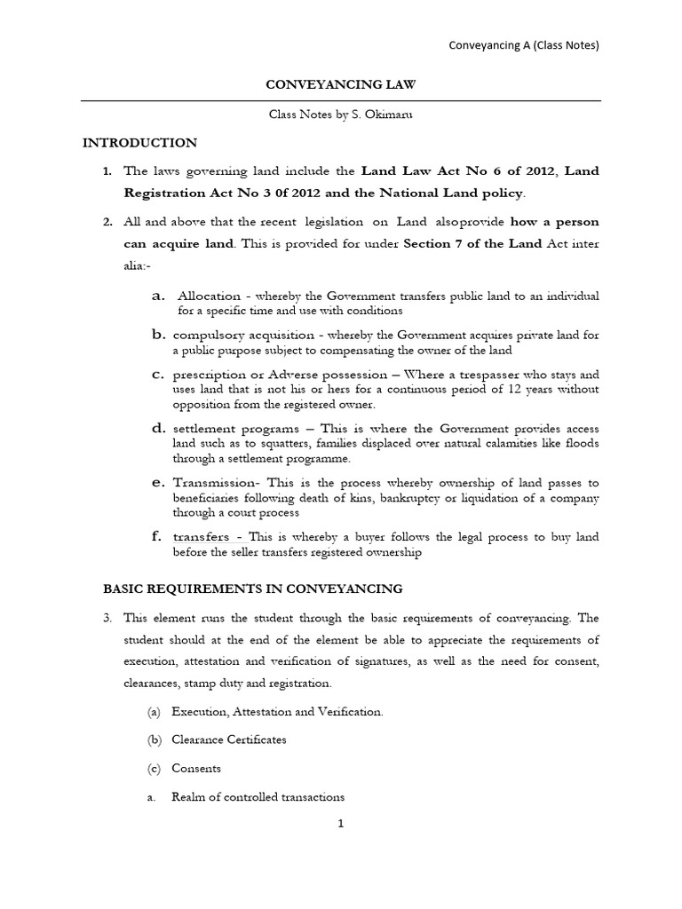 2. Notes - Conveyancing Law a (4) (1) | PDF | Mortgage Law | Legal Remedy