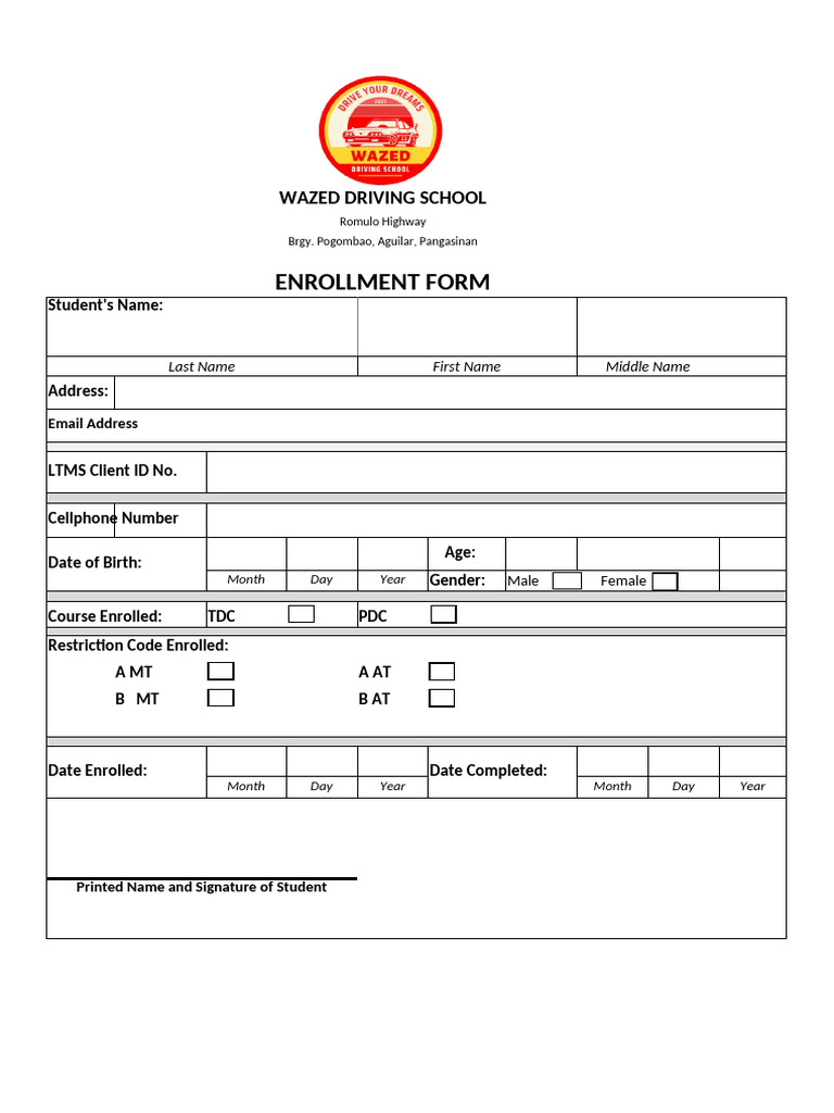 Enrollment Form | PDF