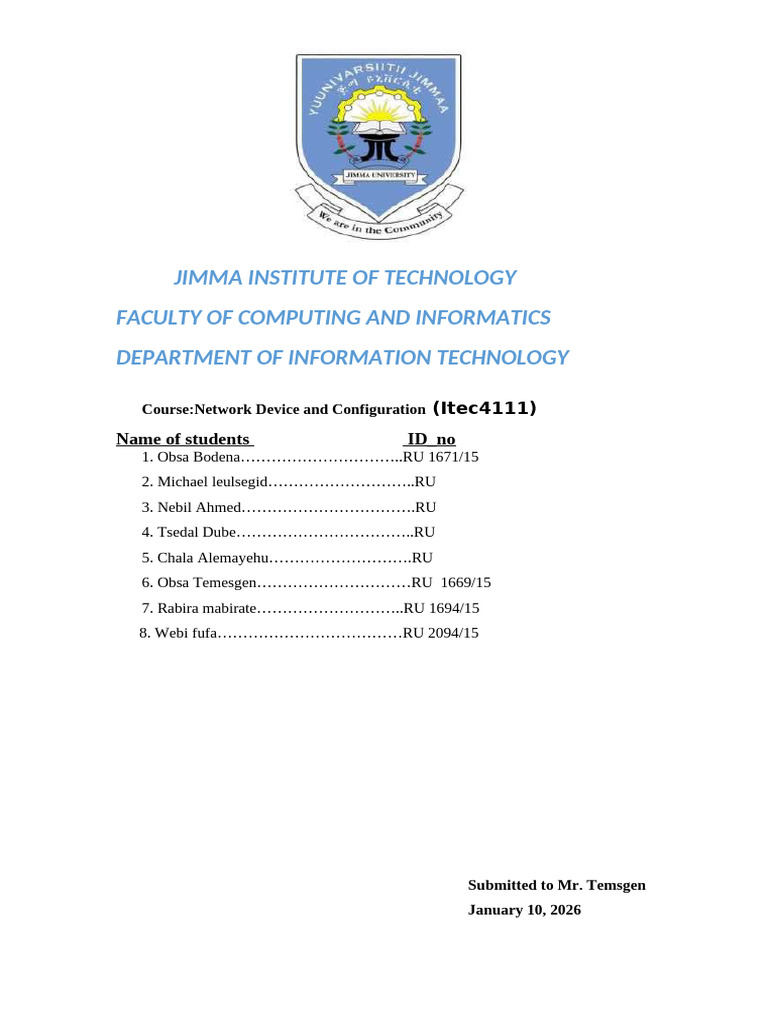 Network Device Configuration Guide | PDF | Ip Address | I Pv6